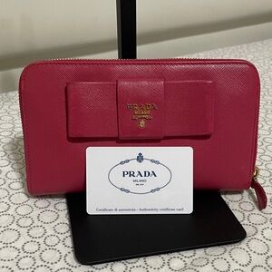Prada Zippy Wallet with Bow Accent